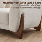 87" Sherpa Boucle Cloud Couch with Ottoman，Beige