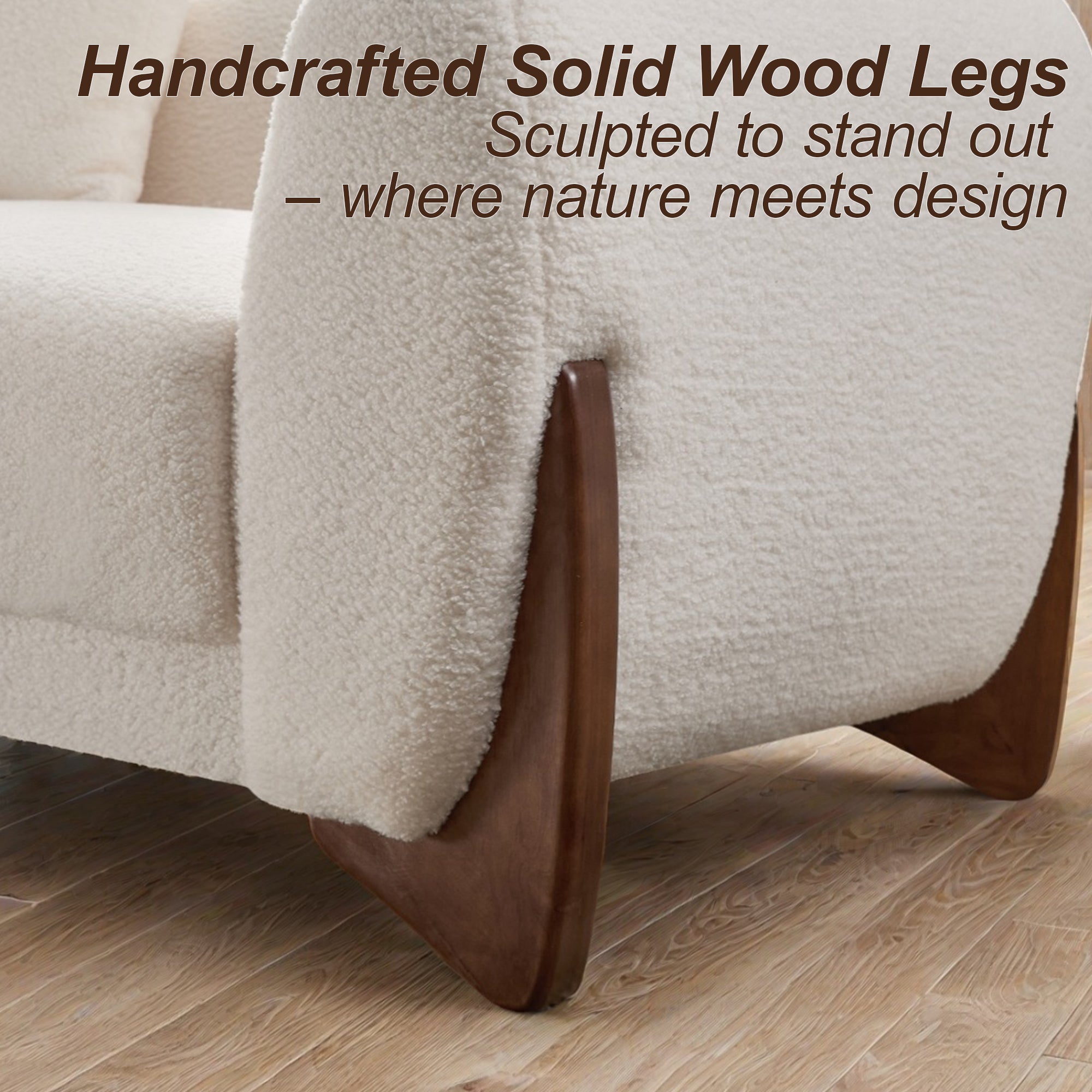 28.7" Sherpa Boucle Ottoman，Beige