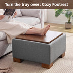 24" Square Storage Ottoman，Gray