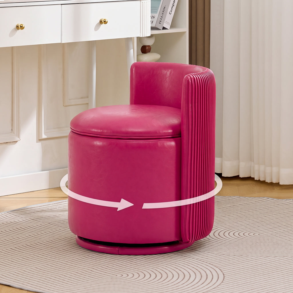 Velvet Swivel Accent Chair with Storage, 360° Vanity Makeup Chair with Wave Back, No Assembly Comfy Single Sofa Chair, Small Accent Stool for Bedroom, Dressing, Living Room