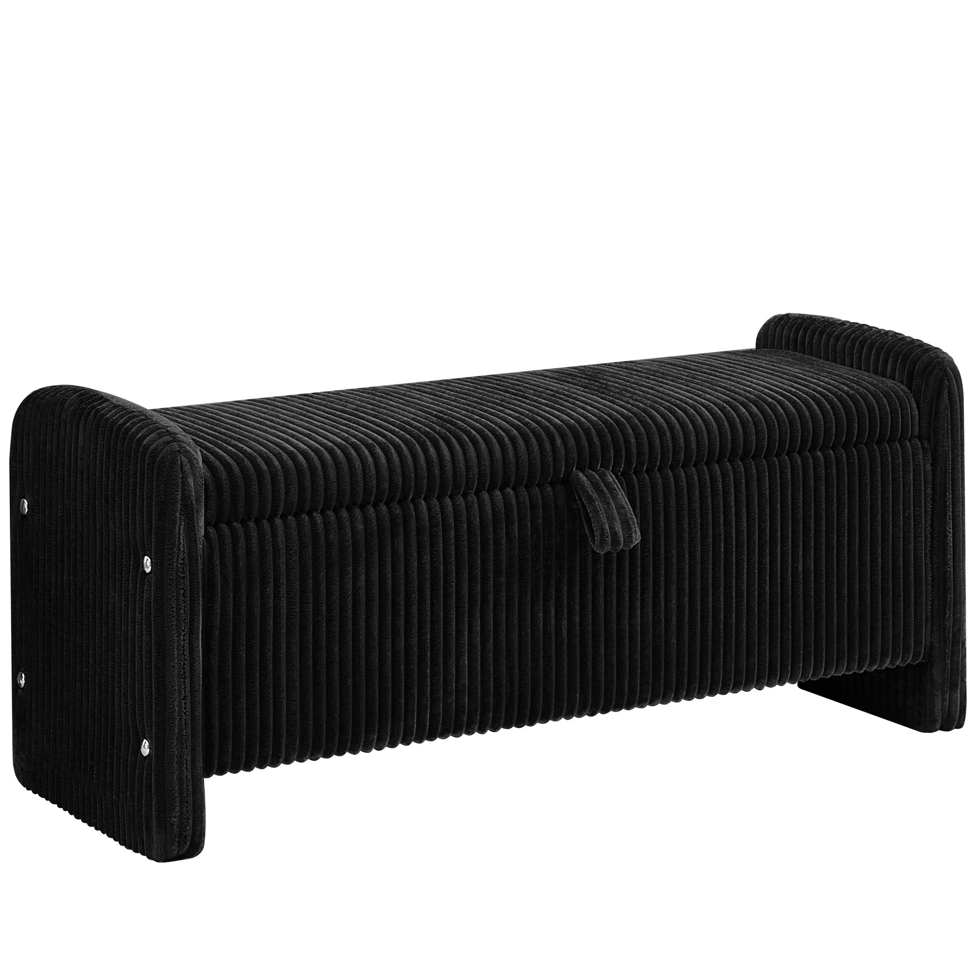 44'' Corduroy Storage Ottoman Bench, Black