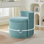 Velvet Swivel Accent Chair with Storage, 360° Vanity Makeup Chair with Wave Back, No Assembly Comfy Single Sofa Chair, Small Accent Stool for Bedroom, Dressing, Living Room