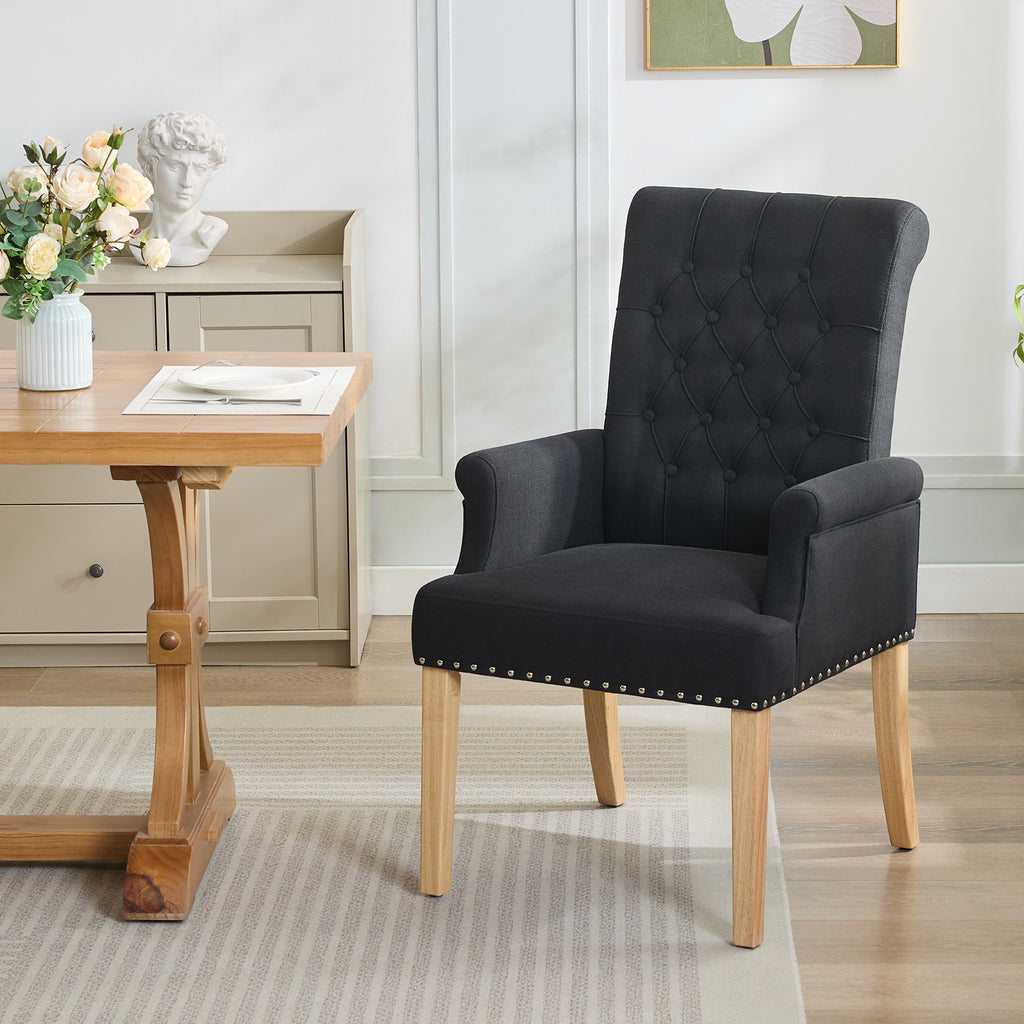 Fabric Dining Chair with Arms，Black