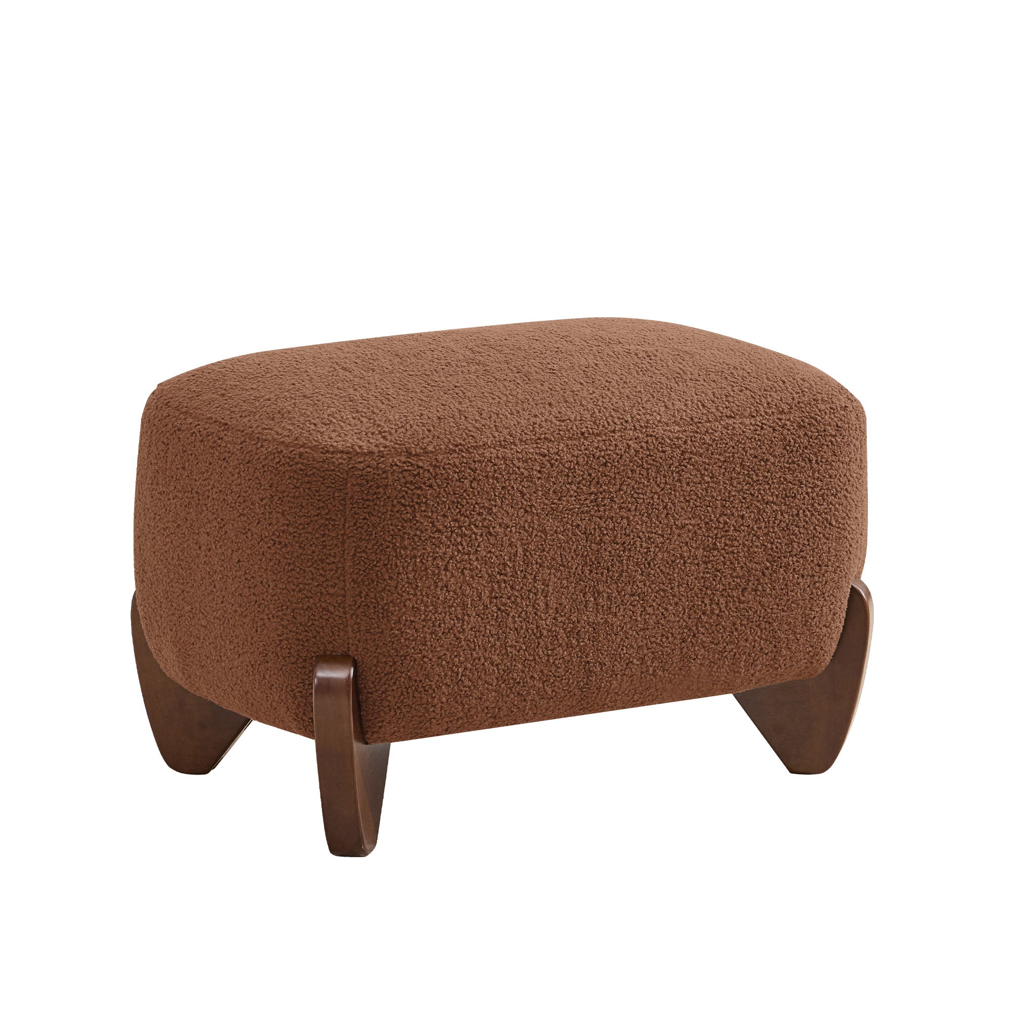 87" Sherpa Boucle Cloud Couch with Ottoman，Bright Brown