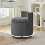 Vanity Chair with Storage，Velvet, Gray