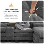125'' U Shaped Cloud Modular Sectional Sofa with Chaise Lounges, Chenille Upholstered Comfy Couch with Storage Console, USB Charging Ports & Cup Holders, Modern Deep Seat Sofa for Living Room