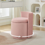 Vanity Chair with Storage，Velvet, Pink