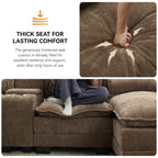 125'' U Shaped Cloud Modular Sectional Sofa with Chaise Lounges, Chenille Upholstered Comfy Couch with Storage Console, USB Charging Ports & Cup Holders, Modern Deep Seat Sofa for Living Room