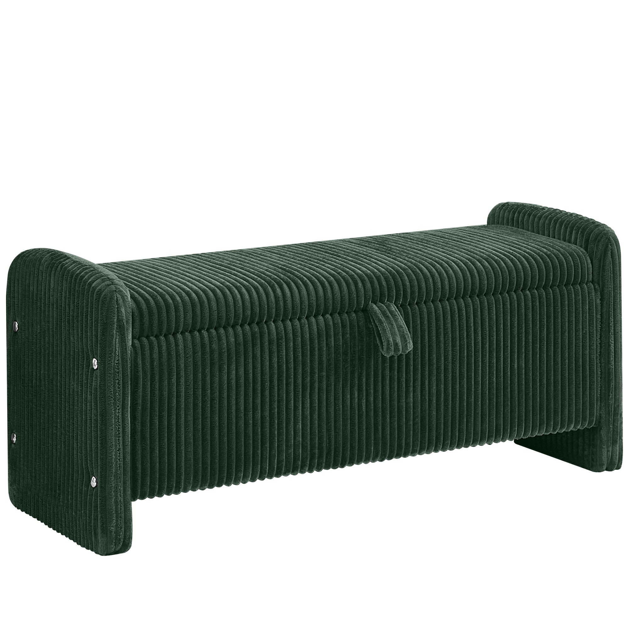44'' Corduroy Storage Ottoman Bench, Green