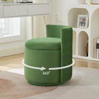 Velvet Swivel Accent Chair with Storage, 360° Vanity Makeup Chair with Wave Back, No Assembly Comfy Single Sofa Chair, Small Accent Stool for Bedroom, Dressing, Living Room