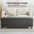Faux Leather Storage Ottoman Bench, Rectangle Upholstered Storage Bench with Wooden Legs, Stitch Tufted Bench with Storage for Bedroom, Living Room, Entryway