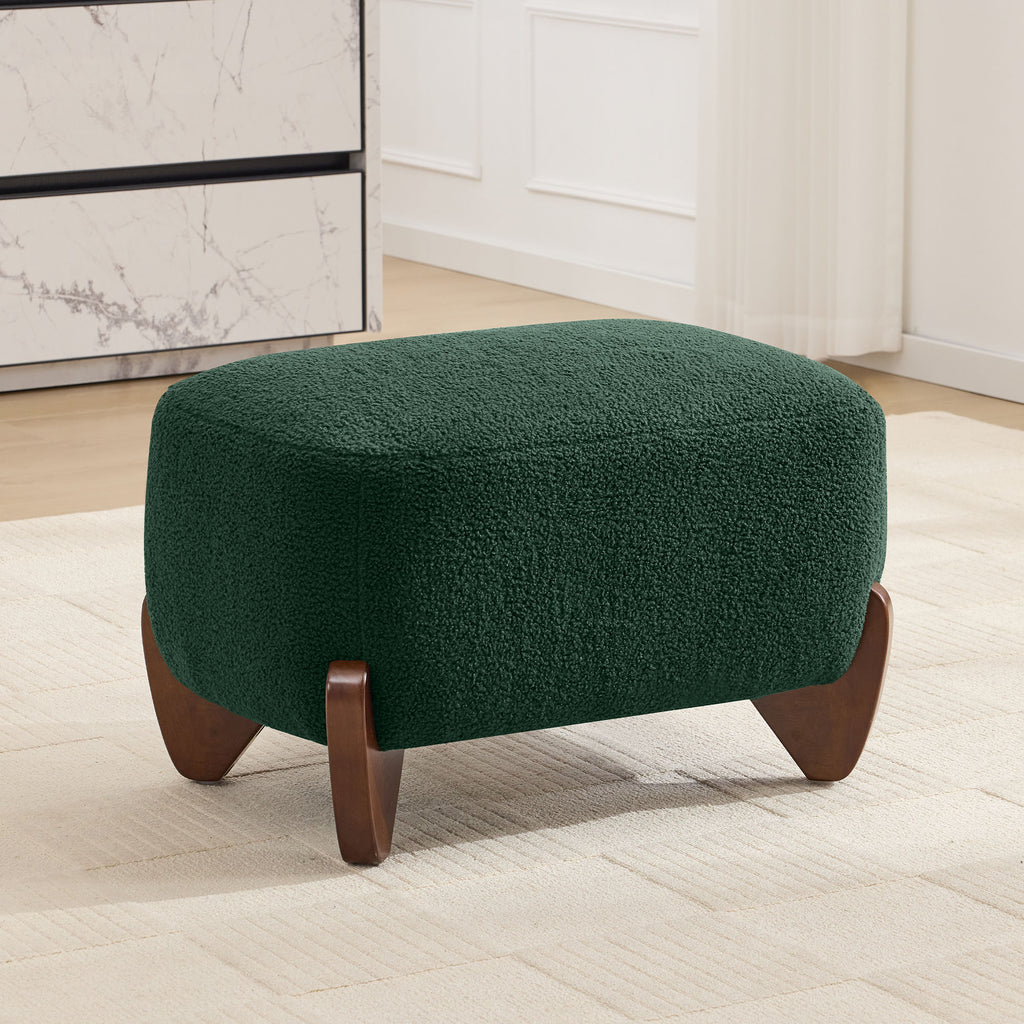 28.7" Sherpa Boucle Ottoman，Green