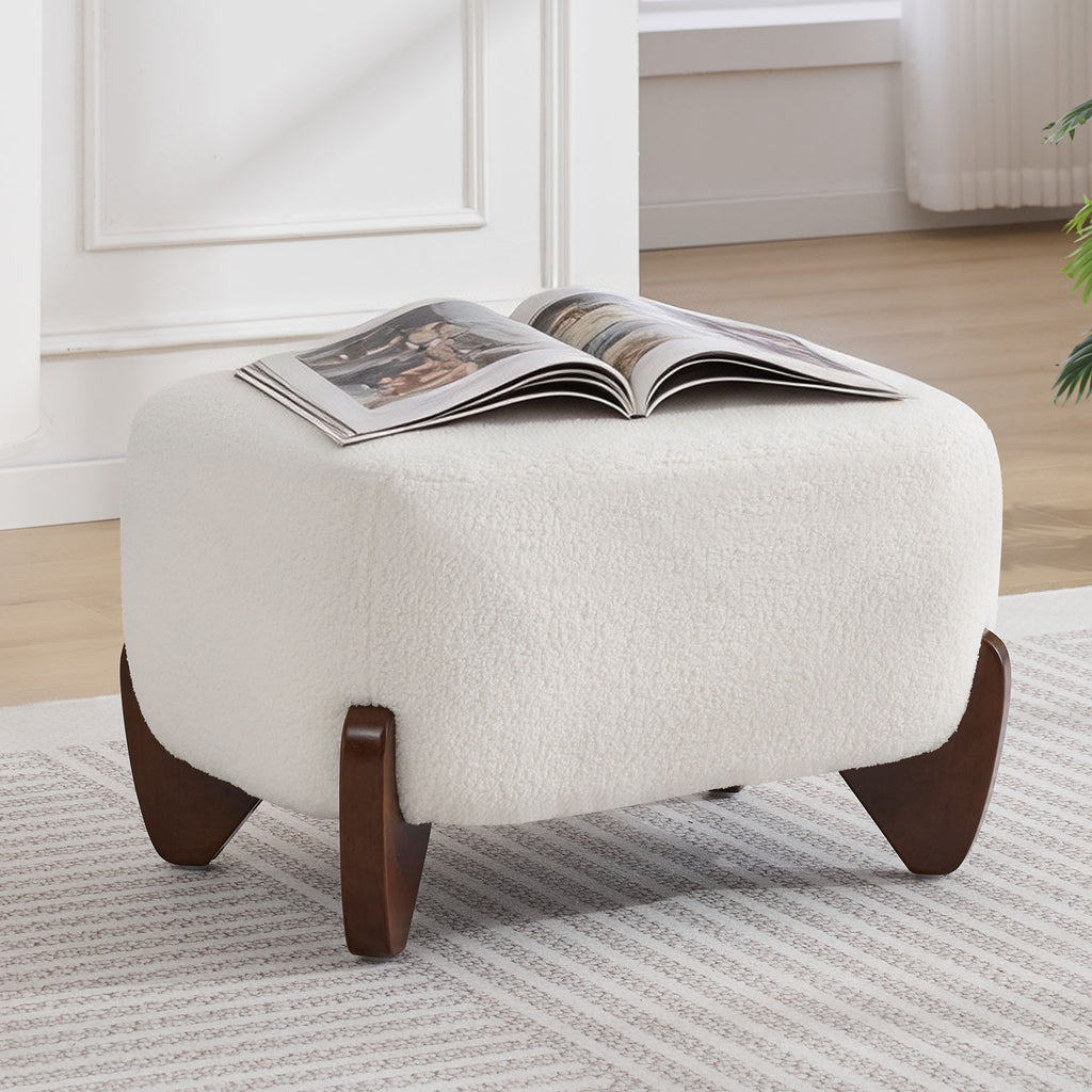 87" Sherpa Boucle Cloud Couch with Ottoman，Beige