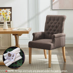 Fabric Dining Chair with Arms，Brown
