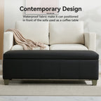 Faux Leather Storage Ottoman Bench, Rectangle Upholstered Storage Bench with Wooden Legs, Stitch Tufted Bench with Storage for Bedroom, Living Room, Entryway