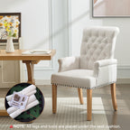 Fabric Dining Chair with Arms，Beige