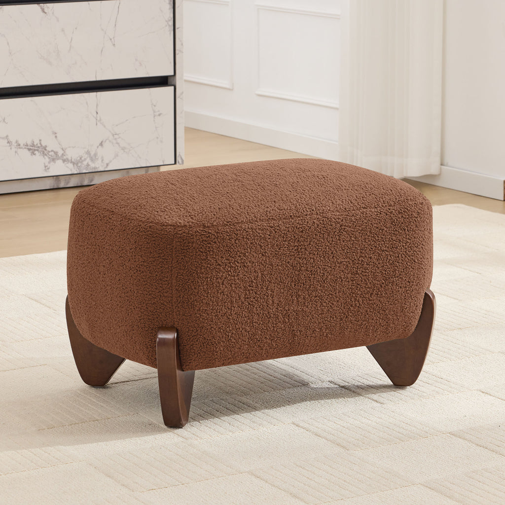 87" Sherpa Boucle Cloud Couch with Ottoman，Bright Brown
