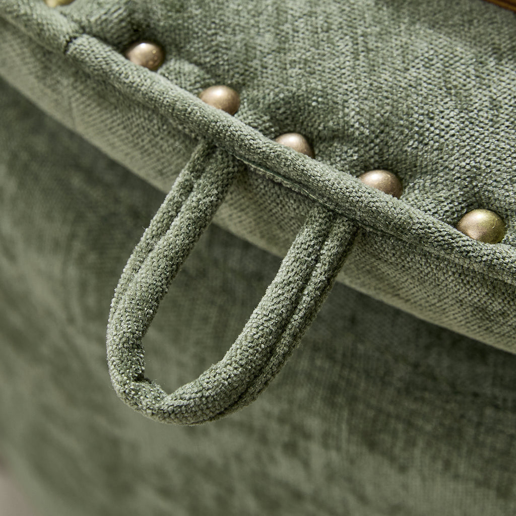 Round Storage Ottoman，Green