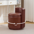 Velvet Swivel Accent Chair with Storage, 360° Vanity Makeup Chair with Wave Back, No Assembly Comfy Single Sofa Chair, Small Accent Stool for Bedroom, Dressing, Living Room