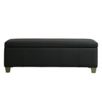 Faux Leather Storage Ottoman Bench, Rectangle Upholstered Storage Bench with Wooden Legs, Stitch Tufted Bench with Storage for Bedroom, Living Room, Entryway