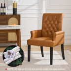 PU Leather Dining Chair with Arms, Light Brown