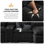 U Shaped Cloud Modular Sofa with Chaise Lounges，Black