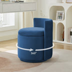 Vanity Chair with Storage，Velvet, Blue
