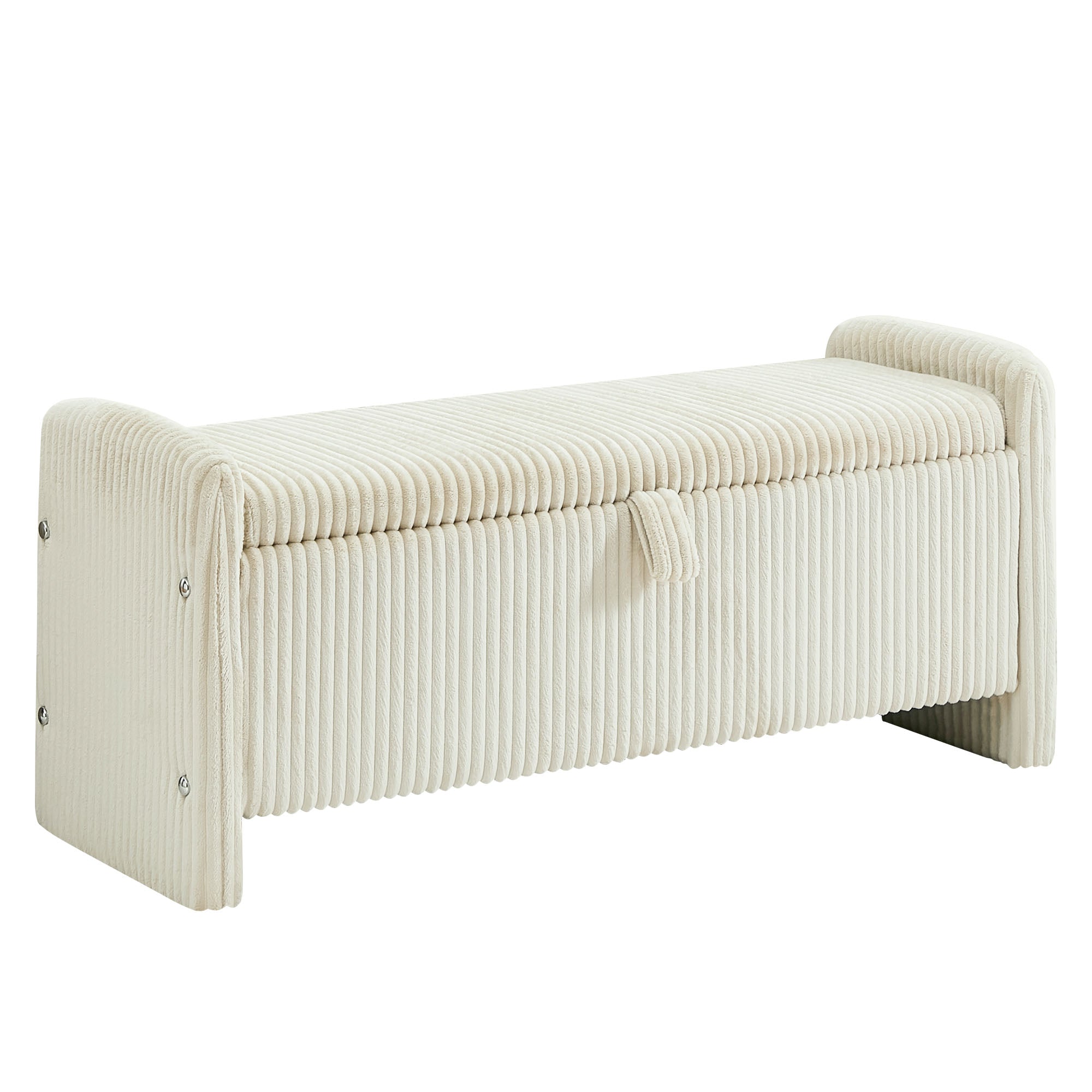 44'' Corduroy Storage Ottoman Bench, Beige