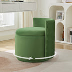 Velvet Swivel Accent Chair with Storage, 360° Vanity Makeup Chair with Wave Back, No Assembly Comfy Single Sofa Chair, Small Accent Stool for Bedroom, Dressing, Living Room