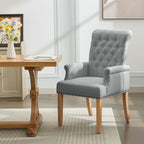 Fabric Dining Chair with Arms，Light Gray