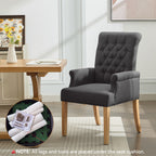 Fabric Dining Chair with Arms，Dark Gray
