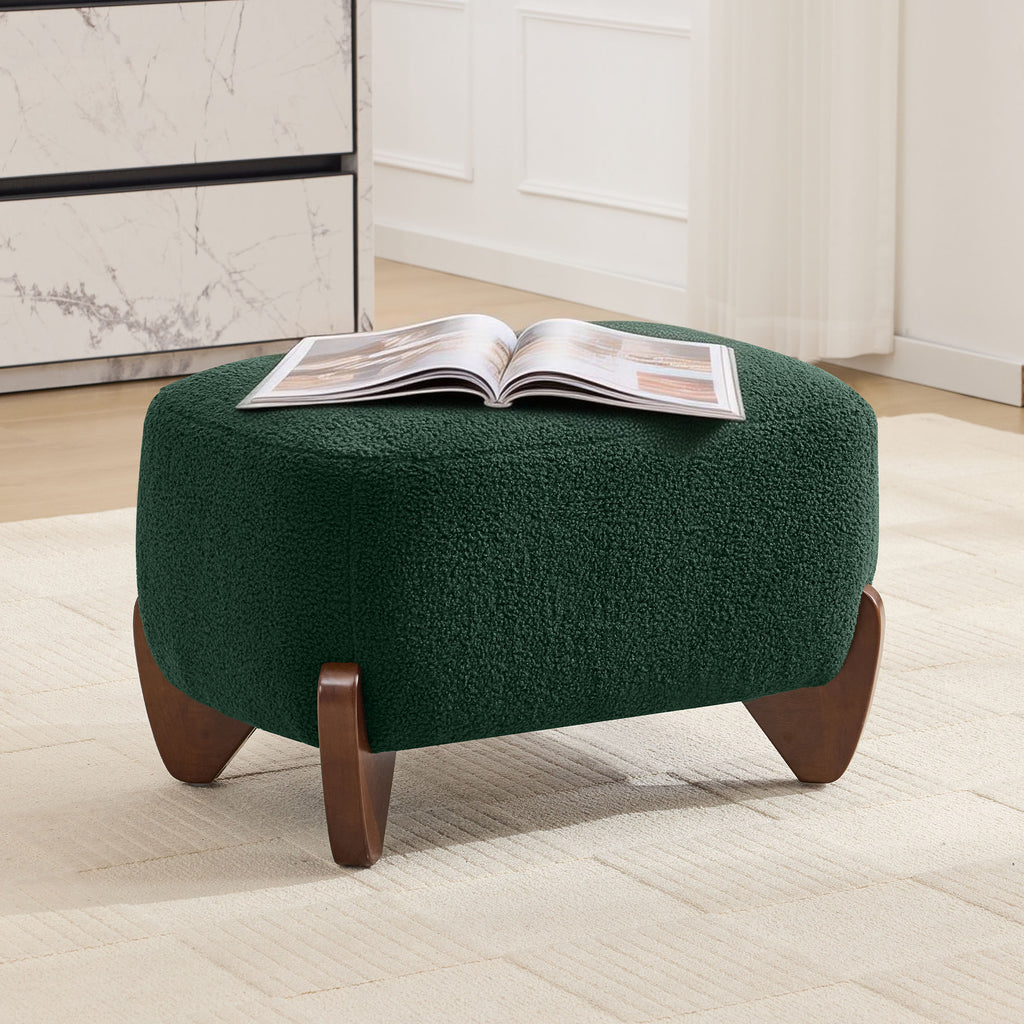 28.7" Sherpa Boucle Ottoman，Green