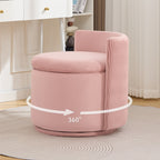 Velvet Swivel Accent Chair with Storage, 360° Vanity Makeup Chair with Wave Back, No Assembly Comfy Single Sofa Chair, Small Accent Stool for Bedroom, Dressing, Living Room