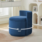 Velvet Swivel Accent Chair with Storage, 360° Vanity Makeup Chair with Wave Back, No Assembly Comfy Single Sofa Chair, Small Accent Stool for Bedroom, Dressing, Living Room