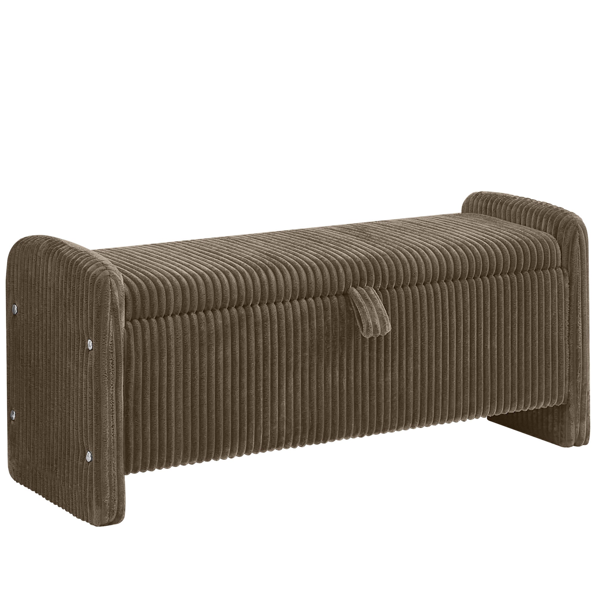 44'' Corduroy Storage Ottoman Bench, Brown