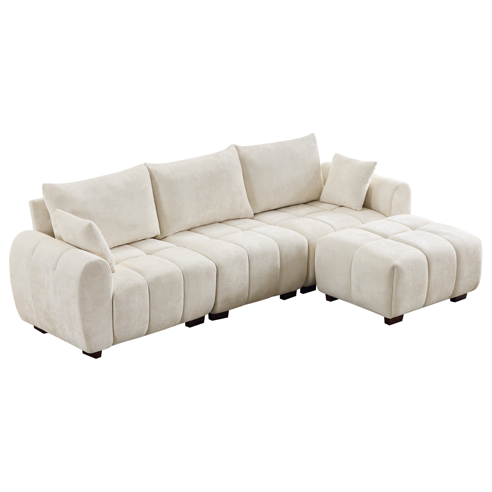 Mid Century Modern L Shaped Couch，Beige