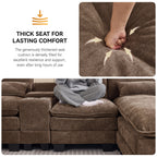 125'' U Shaped Cloud Modular Sectional Sofa with Chaise Lounges, Chenille Upholstered Comfy Couch with Storage Console, USB Charging Ports & Cup Holders, Modern Deep Seat Sofa for Living Room