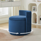Velvet Swivel Accent Chair with Storage, 360° Vanity Makeup Chair with Wave Back, No Assembly Comfy Single Sofa Chair, Small Accent Stool for Bedroom, Dressing, Living Room