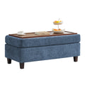 45 Inch Large Storage Ottoman Bench，Blue