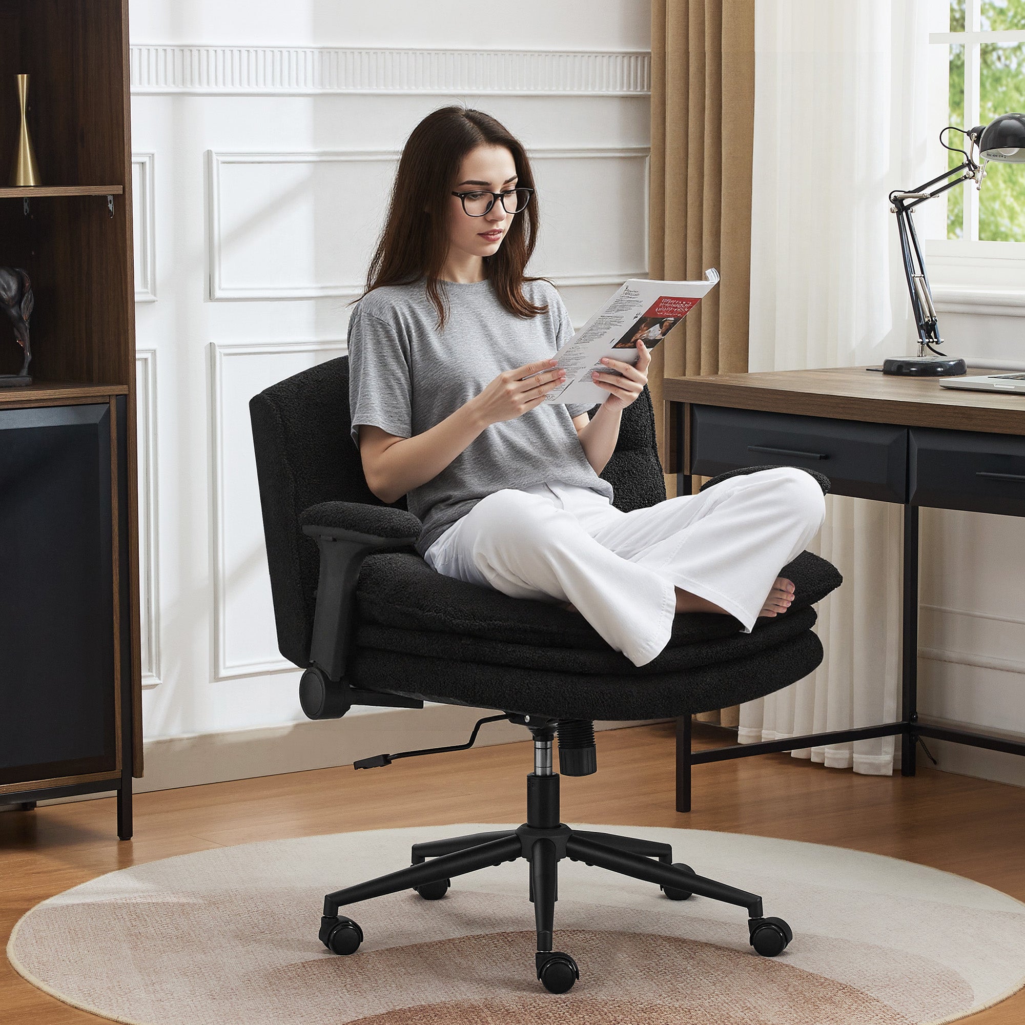 Criss Cross Chair with Flip-up Arms，Black