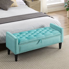 47" Velvet Storage Bench，Teal