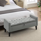 47" Velvet Storage Bench，Gray