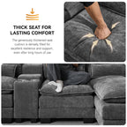 125'' U Shaped Cloud Modular Sectional Sofa with Chaise Lounges, Chenille Upholstered Comfy Couch with Storage Console, USB Charging Ports & Cup Holders, Modern Deep Seat Sofa for Living Room