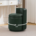 Velvet Swivel Accent Chair with Storage, 360° Vanity Makeup Chair with Wave Back, No Assembly Comfy Single Sofa Chair, Small Accent Stool for Bedroom, Dressing, Living Room