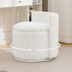 Velvet Swivel Accent Chair with Storage, 360° Vanity Makeup Chair with Wave Back, No Assembly Comfy Single Sofa Chair, Small Accent Stool for Bedroom, Dressing, Living Room