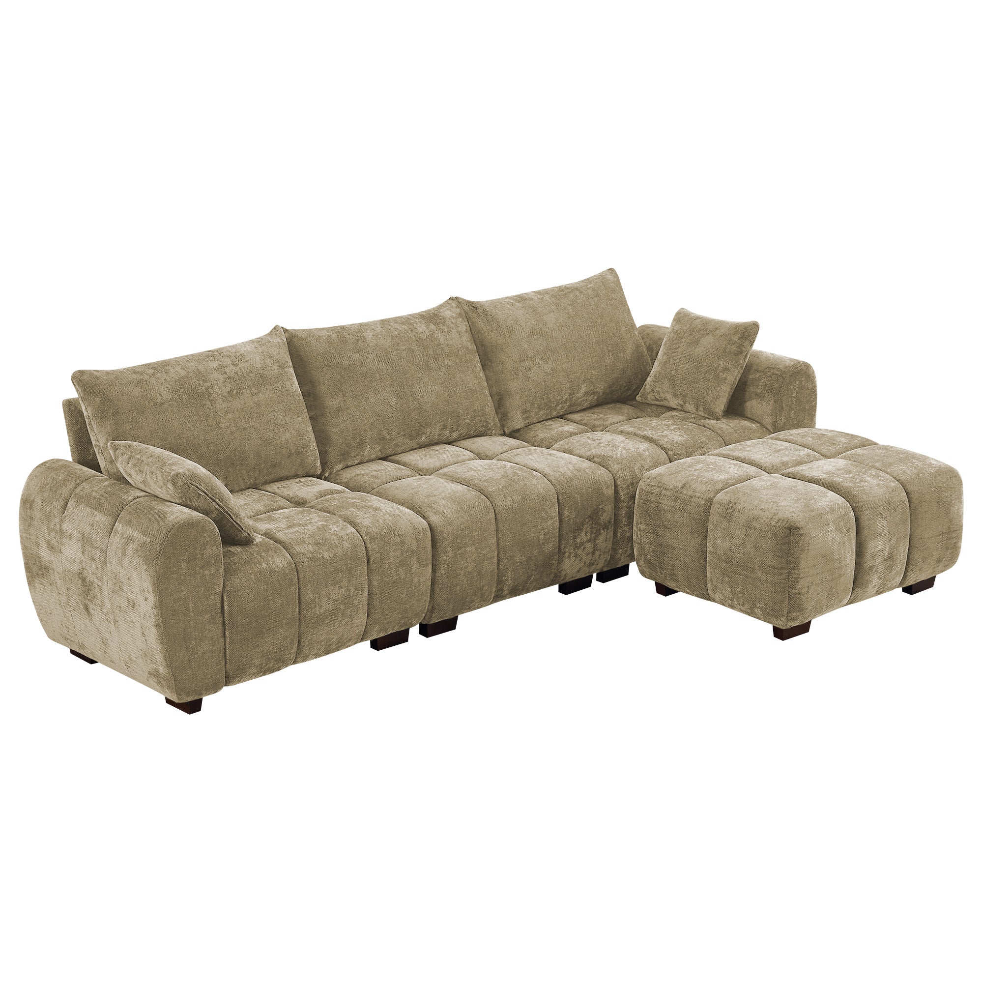 Mid Century Modern L Shaped Couch，Brown