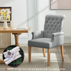 Fabric Dining Chair with Arms，Light Gray