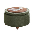 Round Storage Ottoman，Green
