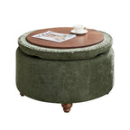 Round Storage Ottoman，Green