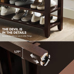 40" Shoe Bench with Leather Cushion, White